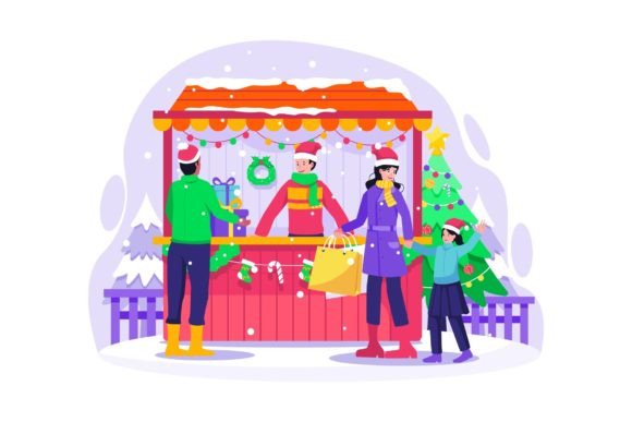 Captivating Christmas Shopping Illustration
