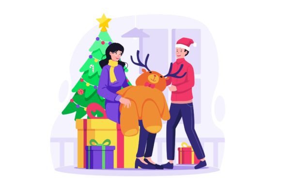 Charming Christmas Gift Illustration for Your Design Needs