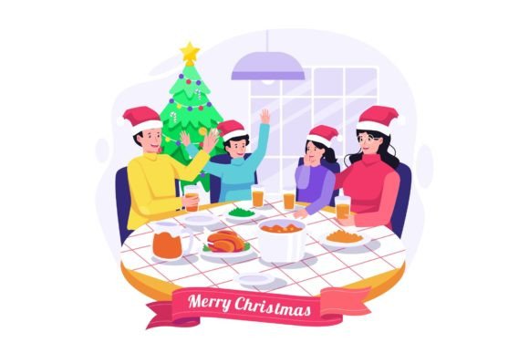 Christmas Family Dinner Illustration: A Heartwarming Addition to Your Holiday Projects
