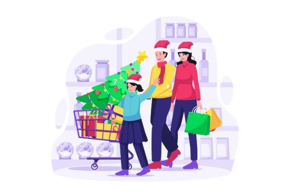 Christmas Family Shopping Illustration: A Perfect Guide for Your Holiday Preparations