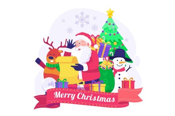 Enhance Your Christmas Projects with Santa's Wish List Illustration