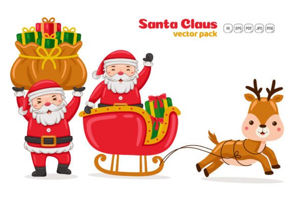 Explore Creative Possibilities with Santa Claus Characters Vector Pack 06
