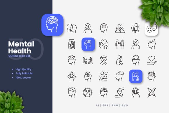 Explore Versatile Mental Health Icons for Your Projects