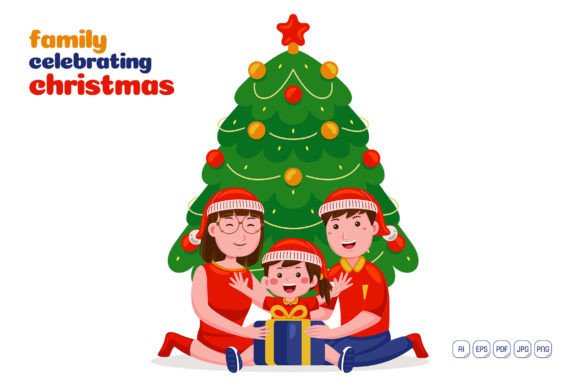 Family Celebrating Christmas Vector: A Versatile Tool for Creative Projects