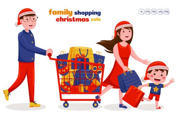 Unlocking Creative Potential with Family Shopping Christmas Sale Vector